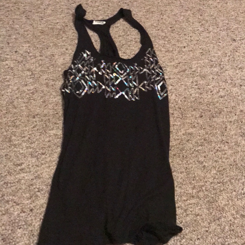 Black Aztec Sequin Tank Top